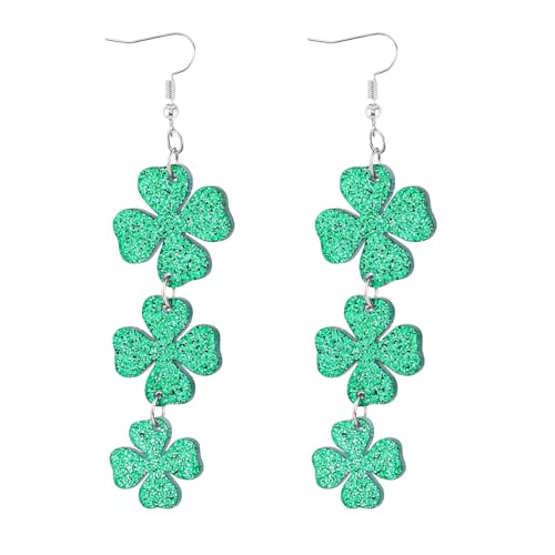 St. Patrick's Day Ohrringe, Kleeblatt Ohrringe aus Acryl Kleeblatt Tropfenohrringe Glücksschmuck Accessoires für Frauen und Mädchen Festival Geschenk von PEUTIER