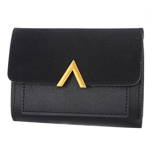 Damen PU 1eather Kurze Geldbörse Elegante Münzbörse mit mehreren Kartenfächern Geeignet für verschiedene Anlässe, Schwarz von PEVive