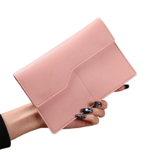 PEVive Geldbörse mit mehreren Fächern für Damen und Mädchen, einfarbig, 1 Münzfach, Geldfach, Kreditkartenhalter, Pink von PEVive