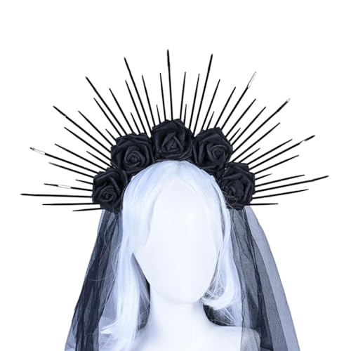 PEVive Stirnband für Frauen mit Schleier Tiaras Hairhoop Elegantes Haarband Frauen Barockstil Kopfbedeckung Hochzeit Kopfbedeckung PEVive Stirnband für Frauen mit Schleier Tiaras Hairhoop Elegantes Haarband Frauen Barockstil Kopfbedeckung Hochzeit Kopfbedeckung von PEVive