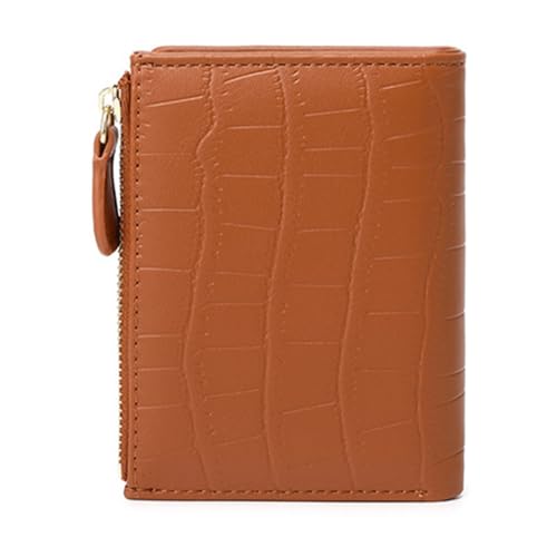 PEVive Tragbare und trendige Damen Geldbörse Kleine Faltbörse mit Einzigartiger Textur für den täglichen Gebrauch, Braun von PEVive