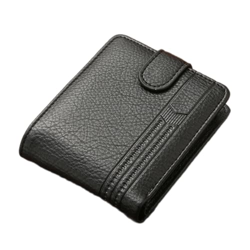 PEVive Trendy Herren PU 1eather Wallet Compact Coin Purse Multiple Card Slots Cash Holder for Individuals, Schwarz von PEVive