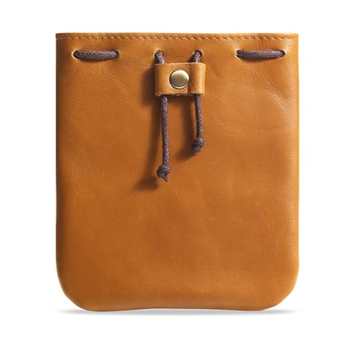 PEVive Vintage Drawstring Coin Purse Handmade 1eather Wallet for and Loose Change, Größe S (US) von PEVive