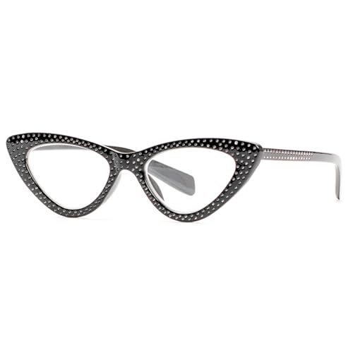 PEYEOISD Stilvolles Funkelnd Cat Eye Lesebrille 1,0 für Damen, Elegante Glänzende Computerbrille, Mode Anti-Blaulicht Bequeme Frau Cat-Eye Computerleser von PEYEOISD
