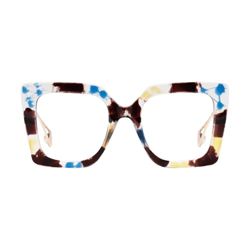 PEYEOISD Stilvolle Übergroße Lesebrille 3,5 für Damen, Designer Große Anti Licht Blau Computer Leser, Gross Blendfreie Lesegerät brille zur Vermeidung von Augenermüdung von PEYEOISD