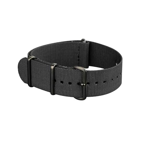 PEtbon 18/19/20/21/22/23/24mm schwarzes Nylon-Nato-Armband mit schwarzem Edelstahl-Ringverschluss von PEtbon