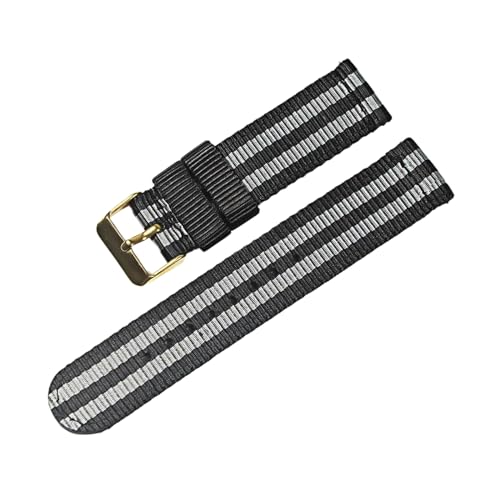 PEtbon 18/20/22mm silbrig/gold/roségold/schwarz gewebtes Nylon-Uhrenarmband aus Edelstahl mit Dornschließe und Schnellverschluss-Federsteg von PEtbon