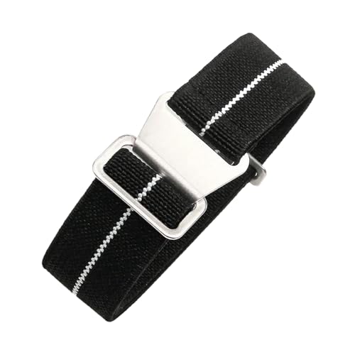 PEtbon 18mm/20mm/22mm Herren Damen elastisches Nylon-Uhrenarmband Ersatzzubehör mit Silber/Schwarz/Gold/Roségold-Schnalle von PEtbon