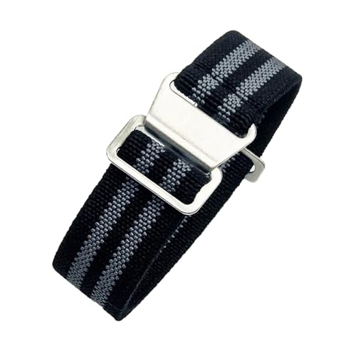 PEtbon 18mm/20mm/22mm Herren Damen elastisches Nylon-Uhrenarmband Ersatzzubehör mit Silber/Schwarz/Gold/Roségold-Schnalle von PEtbon