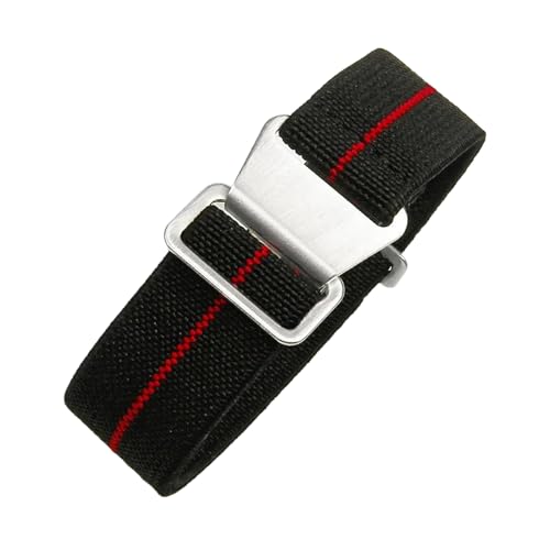 PEtbon 18mm/20mm/22mm Herren Damen elastisches Nylon-Uhrenarmband Ersatzzubehör mit Silber/Schwarz/Gold/Roségold-Schnalle von PEtbon