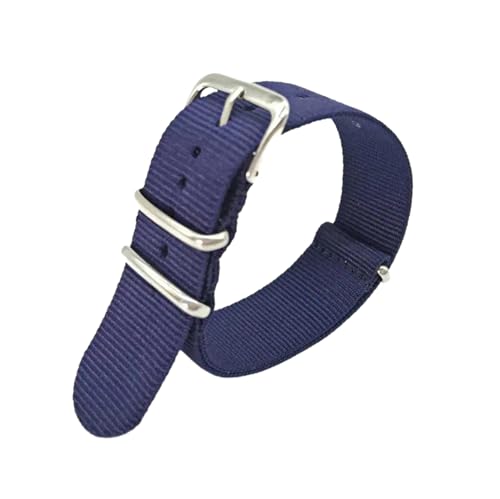 PEtbon 18mm/20mm/22mm atmungsaktives, gewebtes Nylon-Canvas-Uhrenarmband mit silberner Metallschnalle von PEtbon