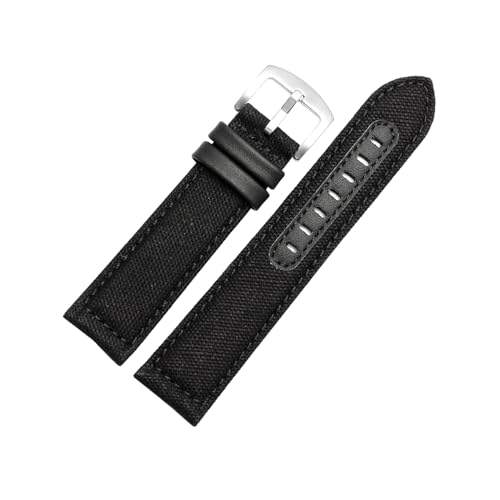 PEtbon 20/22/24mm militärisches Sport-Armband aus Canvas-Nylon, hautfreundliches, wasserdichtes Uhrenarmband aus echtem Leder von PEtbon