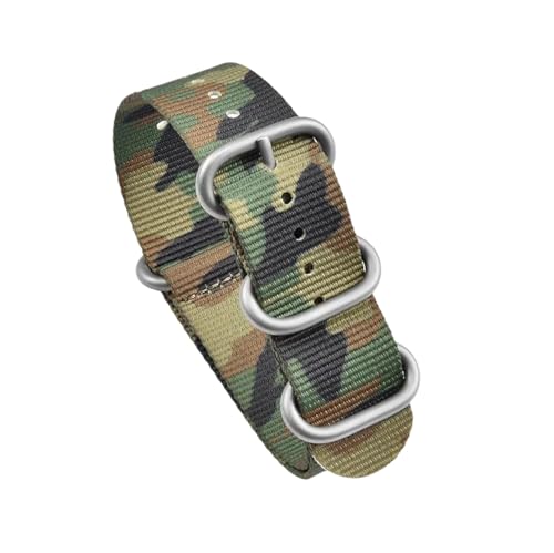 PEtbon 20mm/22mm Wüsten-, Dschungel-, Urban-Camouflage-Uhrenarmband aus gewebtem Nylon mit robuster Ringschließe aus Edelstahl von PEtbon