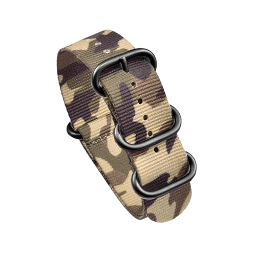 PEtbon 20mm/22mm Wüsten-, Dschungel-, Urban-Camouflage-Uhrenarmband aus gewebtem Nylon mit robuster Ringschließe aus Edelstahl von PEtbon