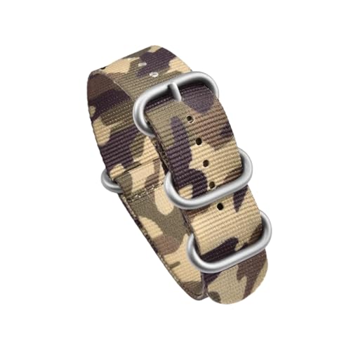 PEtbon 20mm/22mm Wüsten-, Dschungel-, Urban-Camouflage-Uhrenarmband aus gewebtem Nylon mit robuster Ringschließe aus Edelstahl von PEtbon