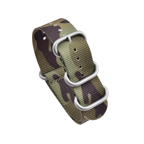 PEtbon 20mm/22mm Wüsten-, Dschungel-, Urban-Camouflage-Uhrenarmband aus gewebtem Nylon mit robuster Ringschließe aus Edelstahl von PEtbon