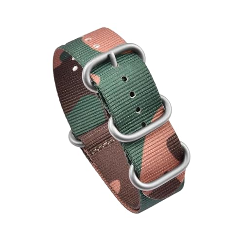 PEtbon 20mm/22mm Wüsten-, Dschungel-, Urban-Camouflage-Uhrenarmband aus gewebtem Nylon mit robuster Ringschließe aus Edelstahl von PEtbon