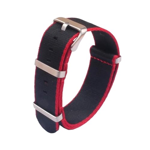 PEtbon 20mm/22mm hautfreundliches Nylon-Uhrenarmband im Militärstil mit silberner/schwarzer Edelstahl-Dornschließe von PEtbon