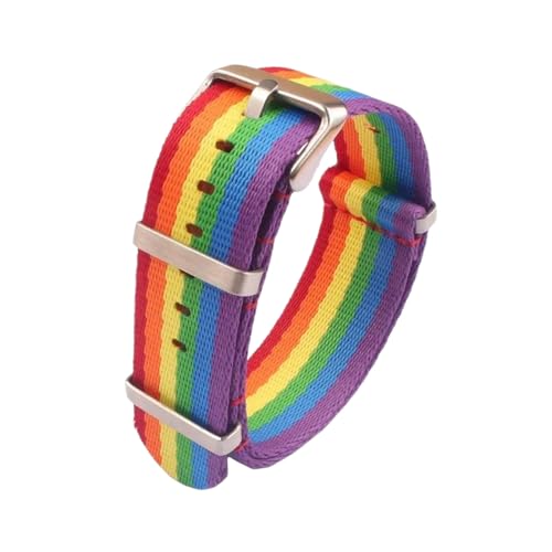 PEtbon 20mm/22mm hautfreundliches Nylon-Uhrenarmband im Militärstil mit silberner/schwarzer Edelstahl-Dornschließe von PEtbon