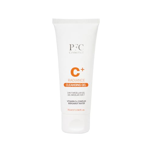 PFC Cosmetics Gesichtsreinigungsgel mit Vitamin C, 75 ml, Make-up-Entferner und Feuchtigkeitsspendend, Multi-Zonen-Reiniger (Gesicht, Augen und Lippen), sehr weich, aufhellend, Anti-Aging, Antioxidans von PFC COSMETICS