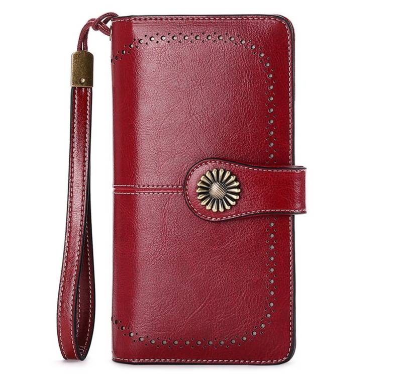 PFCTART Brieftasche Damen Langes Leder Portemonnaie mit Reißverschluss (Clutch Bag mit großer Kapazität), RFID-Diebstahlschutzbürste von PFCTART