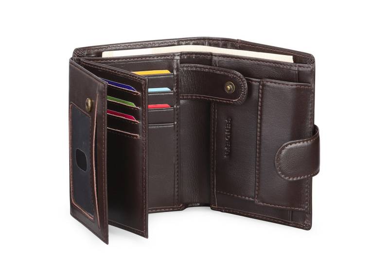 PFCTART Geldbörse Herren-Geldbörse dreifach faltbar großes Echtleder-Geldbörse (Anti-Diebstahl-Bürste, Mit Geschenkbox), mit 16 Kartenfächern und Münzgeldfach RFID-Schutz von PFCTART