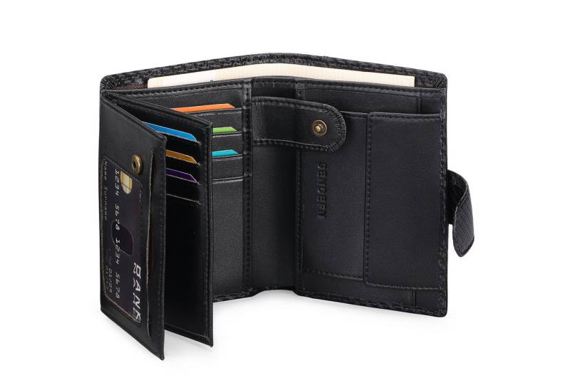 PFCTART Geldbörse Herren-Geldbörse dreifach faltbar großes Echtleder-Geldbörse (Anti-Diebstahl-Bürste, Mit Geschenkbox), mit 16 Kartenfächern und Münzgeldfach RFID-Schutz von PFCTART