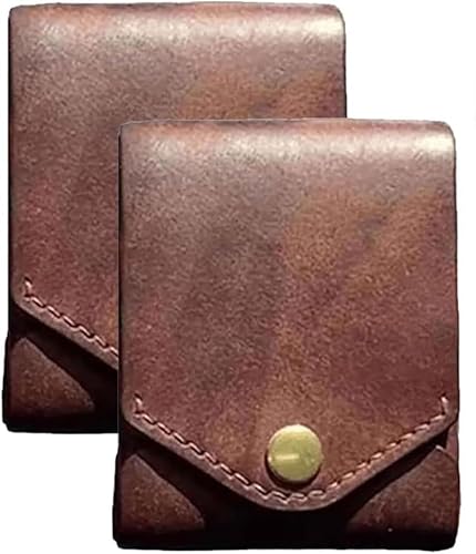 PFHFRJZLQ Multifunktionale kleine Geldbörse, handgefertigter Vintage-Leder-Geldbeutel, Visitenkartenetui aus Leder für den täglichen Weg zur Arbeit und auf Reisen von PFHFRJZLQ