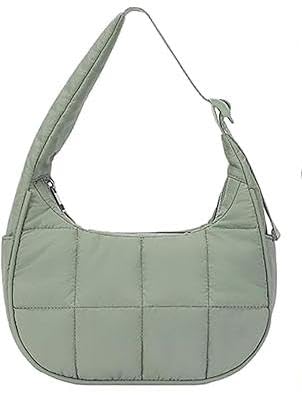 PFHFRJZLQ Puffer-Halbmondtasche, Puffy-Handtasche mit verstellbarem Riemen, elegante Damen-Umhängetasche aus Nylon mit gestepptem Design für Reisen, Arbeit und Freizeit von PFHFRJZLQ