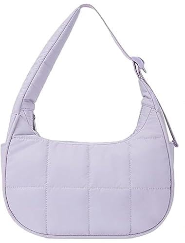PFHFRJZLQ Puffer-Halbmondtasche, Puffy-Handtasche mit verstellbarem Riemen, elegante Damen-Umhängetasche aus Nylon mit gestepptem Design für Reisen, Arbeit und Freizeit von PFHFRJZLQ