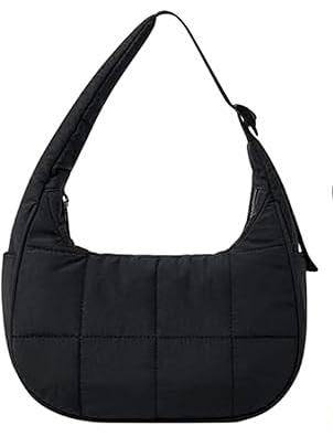 PFHFRJZLQ Puffer-Halbmondtasche, Puffy-Handtasche mit verstellbarem Riemen, elegante Damen-Umhängetasche aus Nylon mit gestepptem Design für Reisen, Arbeit und Freizeit von PFHFRJZLQ