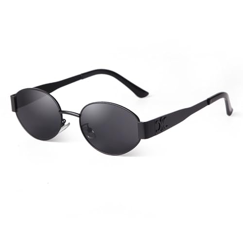 PFINAMC Ovale Sonnenbrille im Retro-Metallrahmen für Damen und Herren, kleine Sonnenbrille mit UV400-Schutz, C1 schwarzgrau, 1 PFINAMC Ovale Sonnenbrille im Retro-Metallrahmen für Damen und Herren, kleine Sonnenbrille mit UV400-Schutz, C1 schwarzgrau, 1 von PFINAMC