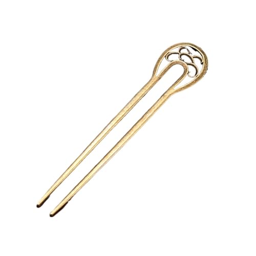 Geschnitzte Wellenblume Haarstab Frauen Bronze U-förmige Haarnadeln Chinesische traditionelle Kultur Lesezeichen Schmuck von PFIOEUL