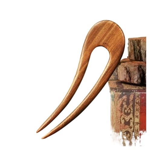 Hölzerne chinesische Haarstäbe Haarnadel U-förmige Haargabeln Haarstyling-Tools Kopfbedeckung Frauen Haarknoten(Brown-style2) von PFIOEUL