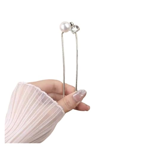 U-förmiger Haarstab aus Metall mit Schleife und Perle for Frauen, einfacher Haarkamm aus Kristall, Haarstyling-Zubehör(Gold-02) von PFIOEUL