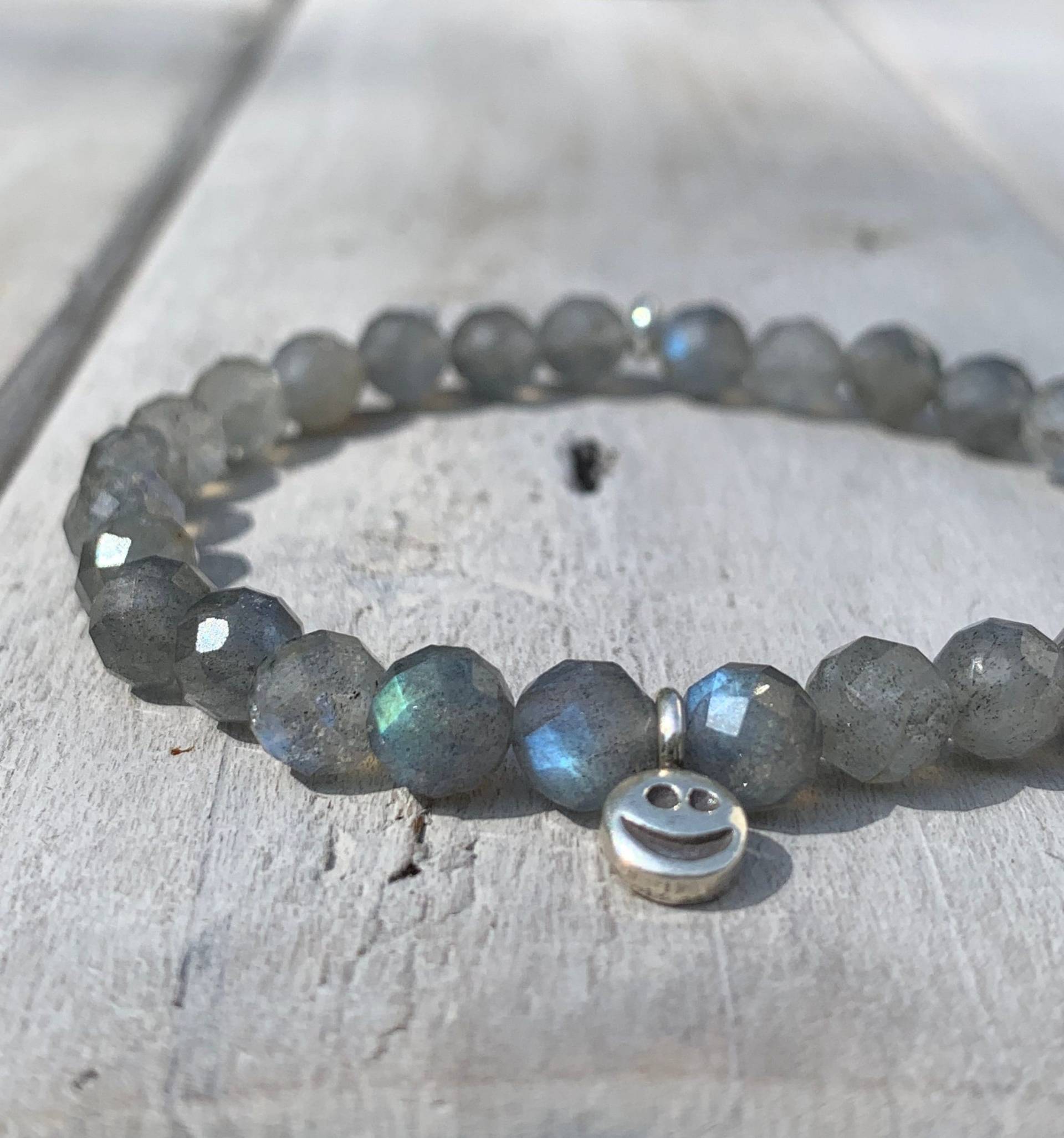 Labradorit Armband | Graues Aus Edelstein Edelsteinarmband Facettiert Bedeutung Edelsteinschmuck 925 Sterling Silber Smile von PFIRSICHHIMMEL
