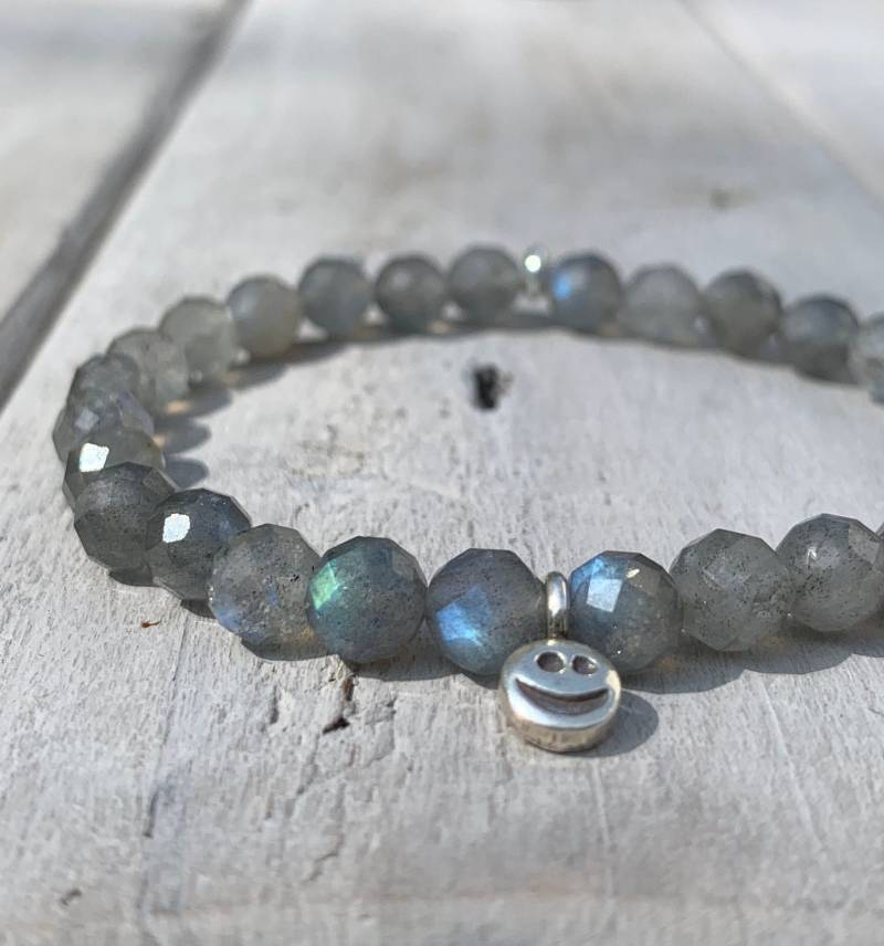 Labradorit Armband | Graues Aus Edelstein Edelsteinarmband Facettiert Bedeutung Edelsteinschmuck 925 Sterling Silber Smile von PFIRSICHHIMMEL