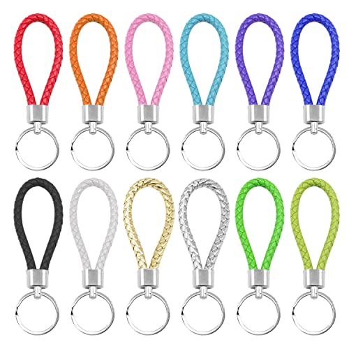 12-Leder Seil Schlüsselanhänger, gewebte Schlüsselanhänger, Auto Wohnung Farbe Schlüsselanhänger, neutrale Schlüsselanhänger, tragbare Schlüsselanhänger, geeignet für Männer und Frauen (12-Farben) von PFLYPF