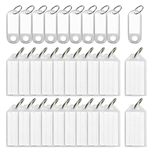 30 stück beschreibbarer Etiketten-Schlüsselanhänger, Transparente Kennzeichnung Nummernschild, Artikelklassifizierungsausschuss, Verwendet, um Haustiere, Gepäck, Schlüssel zu markieren von Dttra