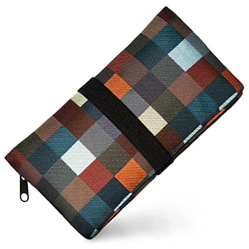 GUGGIARI® Tabaktasche für 30/50g - Drehtasche mit Funktionsfächern aus Stoff mit Filterfach & Blättchen-Halter & Feuerzeug - Tabakbeutel (Multicheck) von PG MASK