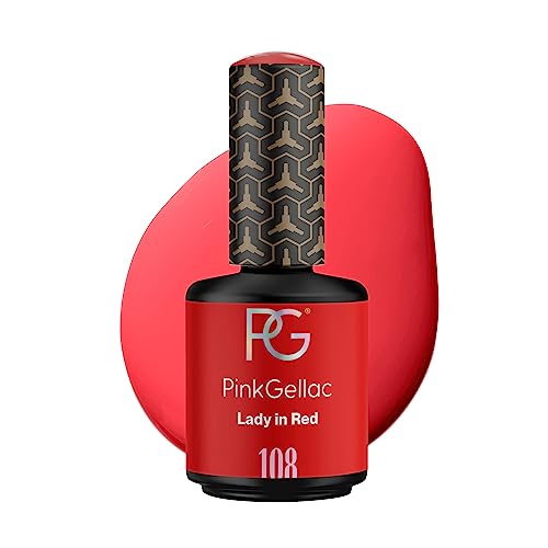 Pink Gellac UV Gel Nagellack - 108 Lady in Red 15 ml - Shellac Rot - Lang Anhaltender Gellack UV - Einfache Entfernung Shellac Nagellack - Nail Gel Polish - UV Nagellack Made in Holland von Pink Gellac