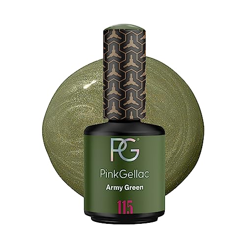 Pink Gellac UV Gel Nagellack - 115 Army Green 15 ml - UV Nagellack Grün - Gel Nail Polish - Gelnagellack für UV Lampe - Einfache Anwendung Gel Lack - UV Nagellack Made in Holland von Pink Gellac