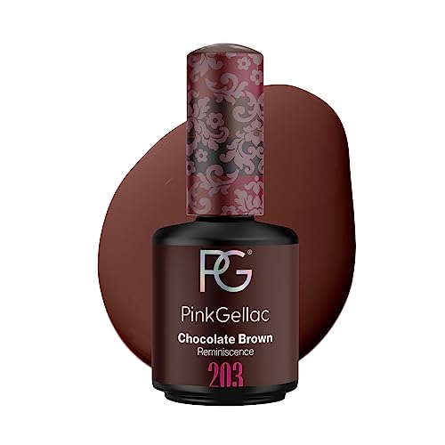 Pink Gellac UV Gel Nagellack - 203 Chocolate Brown 15 ml - Gel Lack Braun - Lang Anhaltender Gellack UV - Einfache Entfernung Shellac Nagellack - Nail Gel Polish - UV Nagellack Made in Holland von Pink Gellac