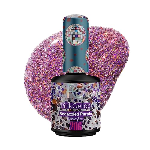 Pink Gellac UV Gel Nagellack - 206 Bedazzled Purple 15 ml - Gel Lack Violett - Lang Anhaltender Gellack UV - Einfache Entfernung Shellac Nagellack - Nail Gel Polish - UV Nagellack Made in Holland von Pink Gellac