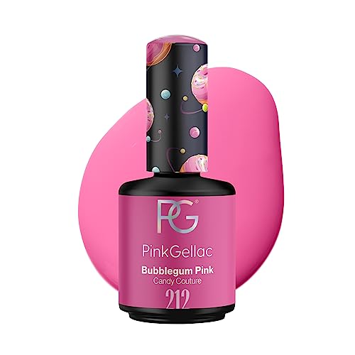 Pink Gellac UV Gel Nagellack - 212 Bubblegum Pink 15 ml - Gel Lack Rosa - Lang Anhaltender Gellack UV - Einfache Entfernung Shellac Nagellack - Nail Gel Polish - UV Nagellack Made in Holland von Pink Gellac