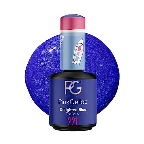 Pink Gellac UV Gel Nagellack - 221 Delighted Blue 15 ml - Gel Lack Blau - Lang Anhaltender Gellack UV - Einfache Entfernung Shellac Nagellack - Nail Gel Polish - UV Nagellack Made in Holland von Pink Gellac