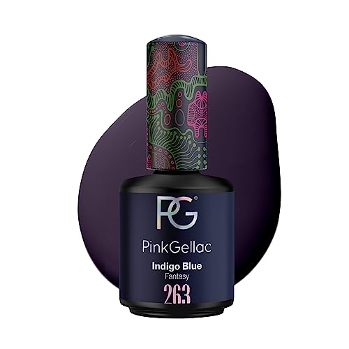 Pink Gellac UV Gel Nagellack - 263 Indigo Blue 15 ml - Gel Lack Blau - Lang Anhaltender Gellack UV - Einfache Entfernung Shellac Nagellack - Nail Gel Polish - UV Nagellack Made in Holland von Pink Gellac