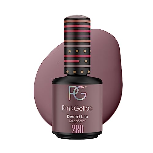 Pink Gellac UV Gel Nagellack - 280 Desert Lila 15 ml - Vegan Gel Lack - Lang Anhaltender Gellack UV - Einfache Entfernung Shellac Nagellack - Nail Gel Polish - UV Nagellack Made in Holland von Pink Gellac