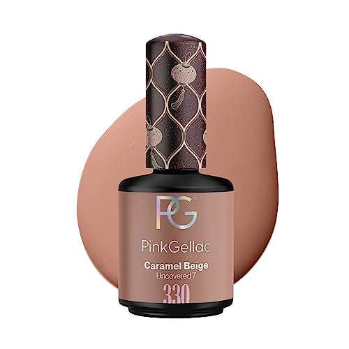 Pink Gellac UV Gel Nagellack - 330 Caramel Beige 15 ml - Shellac Nagellack Beige - Gel Nail Polish - Gelnagellack für UV Lampe - Einfache Anwendung Gel Lack - UV Nagellack Made in Holland von Pink Gellac