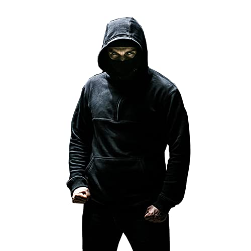 PG Wear Herren Full Face Hoodie Frontline 18 mit Sturmhaube schwarz rot Navy S-XXXL (XL, Schwarz) von PGWEAR